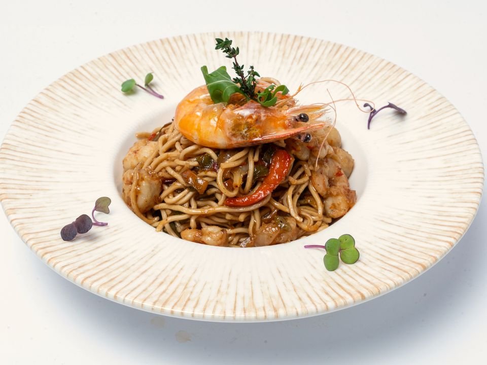 Fideos con gambas
